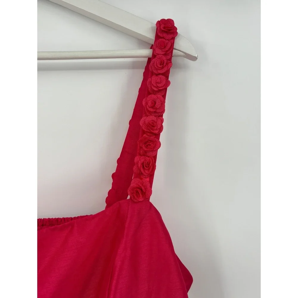 Anthropologie Hutch Rosette‎ Strap Mini Dress XL Pink Floral Cottagecore